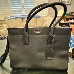 Kate Spade New York Cameron Street Candace satchel in black crosshatched leather